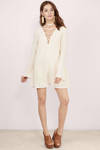Laced Up High Cream Shift Dress