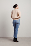 Creme Brulee Dusty Blush Pinched Detail Mock Neck Sweater