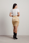 Chantelle Gold Satin Ruched Mini Skirt