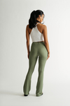 Get Out Green Textured Knit Flared Pants