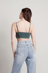 Never Let Me Go Green Exposed Stitch Bustier Crop Top