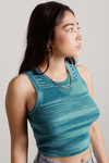 Spacey Green Knit Sweater Crop Tank Top