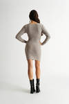 Minako Grey Reversible Twist Sweater Bodycon Mini Dress