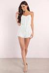 The Jetset Diaries Cirrus Ivory Embroidered Trim Cami Romper 