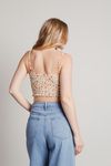 Flower Power Ivory Floral Ruched Smocked Crop Top