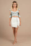 Gena Ivory Croc Embossed Faux Leather Studded Skirt