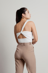 Izabella Ivory One Shoulder Twist Reversible Bodysuit