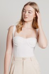 Jacques Ivory Tie Strap Ruched Corset Bust Bodysuit