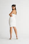Keep It Up Ivory Ruched Slit Bodycon Dress