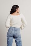 Mahlia Ivory Fuzzy Twist Front Sweater Crop Top