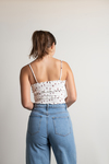 Out Of My System Ivory Floral Smocked Crop Tank Top