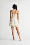 Summer Sweetness Ivory Lace Ruffle Skater Mini Dress