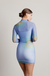 Melan Lavender Sheer Mesh Bodycon Mini Dress