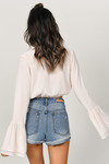 With A Flare Light Blush Ruffle Blouse