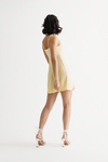 Caitlynn Light Yellow Ruched Tie Skater Mini Dress