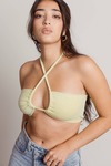 Blinding Lights Lime Terry Cloth Halter Bandeau Top