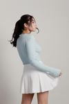 Dreamy Mint Ruffle Pearl Button Ribbed Cardigan