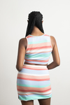 Beachy Day Multi Stripe Crop Top And Skirt Set