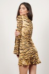 Roaring Night Multi Tiger Print Wrapped Shift Dress