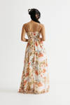 Summer Flow Multi Floral Chiffon Slit Maxi Dress