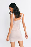 Out Of Your League Nude Lace Up Bodycon Dress