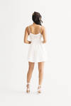 Dance With Me Off White Smocked Skater Mini Dress