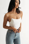 Just Thinking Of You Off White Bustier Crop Top