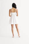 Mae Off White Tie Strap Babydoll Skater Dress with Pockets