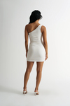 Sneak Peek Off White One Shoulder Ruched Bodycon Dress