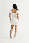 Umi Off White Sweetheart Puff Sleeve Bodycon Mini Dress