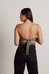 Crash Into You Olive Double Twist Knot Cami Crop Top