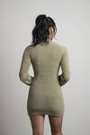 Kamila Olive Mock Neck Sweater Mini Dress
