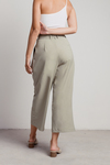Sign My Package Olive Paperbag Waist Cropped Pants