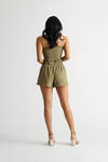 Take A Hint Olive Strapless Crop Top And Shorts Set
