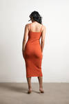 Go Figure Orange Slit Bodycon Midi Dress
