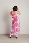 Give Me Attention Pink Tie-Dye Ruched Slit Maxi Dress