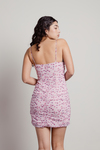 Talk To Me Pink Floral Side Ruched Bodycon Dress