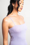 Go Figure Purple Slit Bodycon Midi Dress