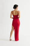 A Thing Called Love Red Side Slit Maxi Dress