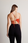 Bet You Red Asymmetrical One Shoulder Scarf Top