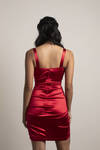 Last Forever Red Satin Bustier Bodycon Dress