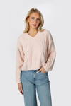 Cuddle Season Rose Fuzzy Cable Knit Sweater