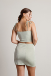 Invite Me Sage Cowl Neck Crop Top And Skirt Set