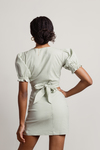 Lucia Sage Linen Wrap Crop Top And Mini Skirt Set
