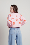 Paint By Flowers Strawberry Pink Floral Print Crop Cardigan