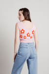 Paint By Flowers Strawberry Pink Floral Print Crop Sweater Tank