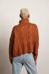So Breezy Terracotta Turtle Neck Cable Knit Sweater