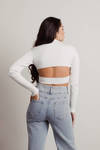 New Life Toffee-Brown Ribbed Contrast Stitch Cutout Crop Top