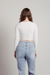 Emelia White Underbust Seam Double Ruched Crop Top