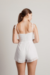 Into the Past White Button Up Eyelet Romper